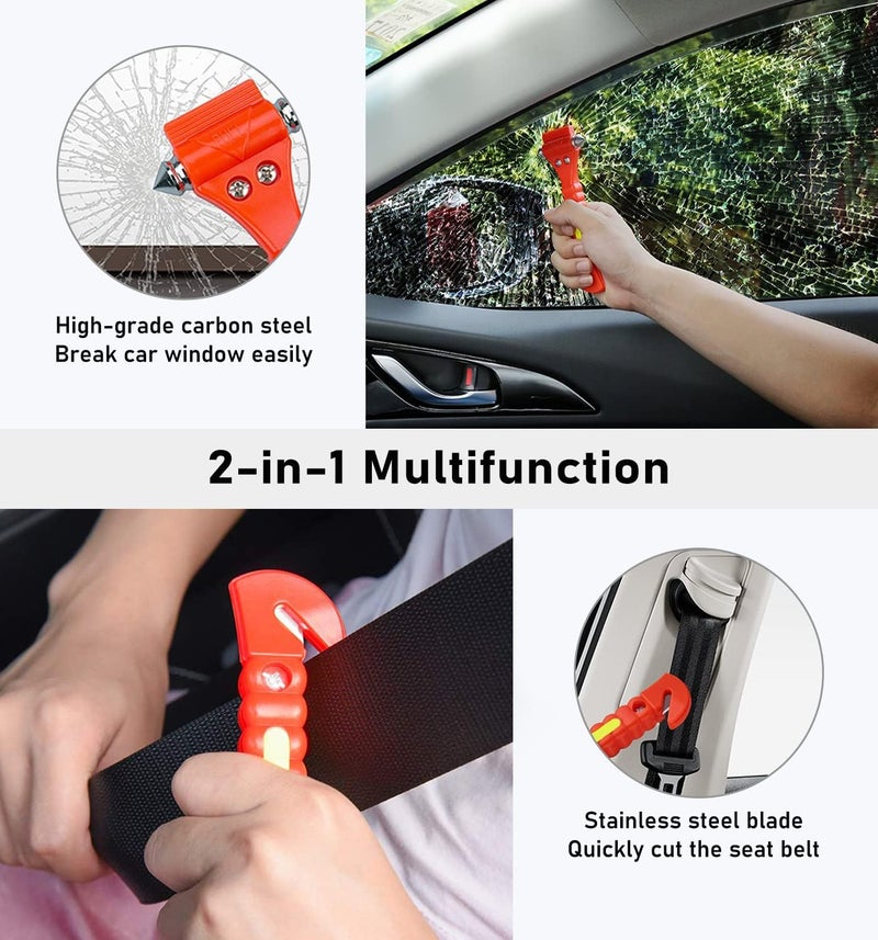 KLSKKJ Car Safety Hammer 10 Pack, Car Emergency Escape Tool Car Window Glass Breaker and Seat Belt Cutter with Light Reflective Tape for Family Rescue, Life Saving Survival Kit - Image 3